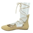 thumbnail image 3 of Soda Women's Shoes Ballet Flat Round Toe Lace Up Ankle Tie Gladiator style Tie Leg Design Harvest-S Camel Beige Nubuck Suede 11, 3 of 3