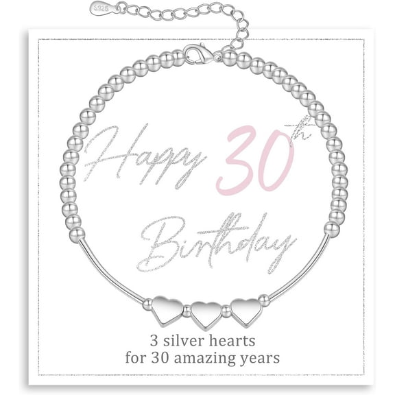 16th 18th 21st 30th 40th 50th 60th 70th 80th Birthday Gifts for Women Silver Bracelets for Women Unique Best Birthday Presents Gifts Ideas with Cards