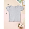 thumbnail image 4 of Zaldita Kids Girls Solid Color Basic T-shirts Cotton Round Neck Short Sleeve Blouse Tee Tops Grey 2-3, 4 of 7