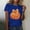 Navy, variant on Women's Fall Halloween Thanksgiving Short Sleeved T-shirt Sparkling Pumpkin Printed Round Neck Short Sleeve Tops