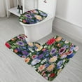thumbnail image 5 of Floral Colorful Flower Bathroom Mats Set 3-piece Bath Mats , Floor Rug Decorations for Kitchen Bathroom Bedroom, 5 of 7