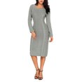 thumbnail image 3 of Asyoly Women Cable Knit Pullover Sweater Dress Crewneck Pencil Midi Bodycon Sweaters Dress, 3 of 8