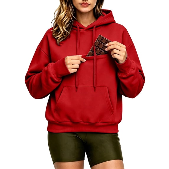 Trendfront Womens Snack Pocket Hoodies Long Sleeve Kangaroo Pocket Funny Food Design Casual Cozy Fall Pullover Sweatshirts