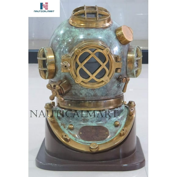 Nauticalmart Solid Brass Antique U S Navy Mark V Diving Divers Helmet Full Size 18" Replica