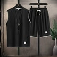 thumbnail image 2 of Stamzod Mens Track Suits 2 Piece Set Summer Solid Color Sleeveless Workout Tank Tops and Basketball Shorts Casual Loose Plus Size Running Short Sets for Men Black XXL, 2 of 4