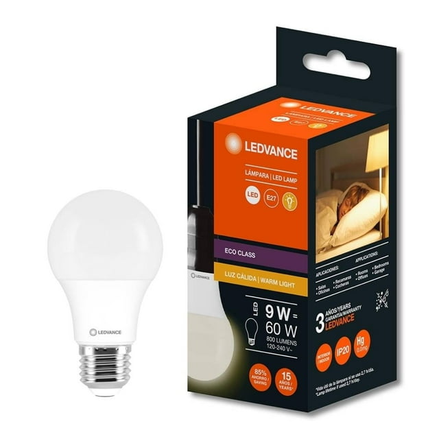 Lámpara Ledvance Led Eco blanco A60 9W/830 G10 MK Luz cálida