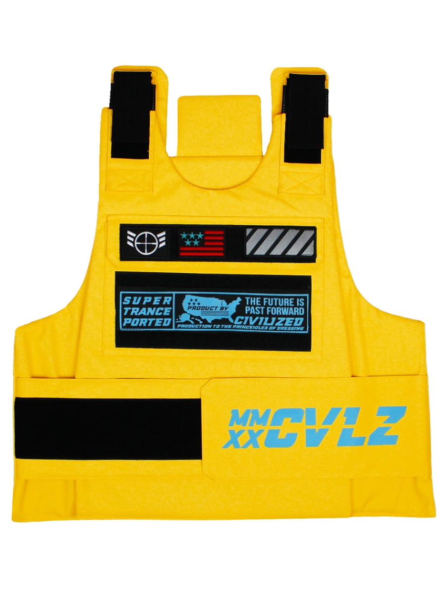 CivilizeD Mens Designer Vest with Adjsutable Velco Straps and Removable  Patches Yellow Lime 