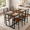 Black&Walnut, variant on YIORTWO 5-Piece Dining Table Set with 4 Wooden Chairs, MDF Tabletop with Metal Frame for Small Space, Compact Dinette, Breakfast Nook, Walnut