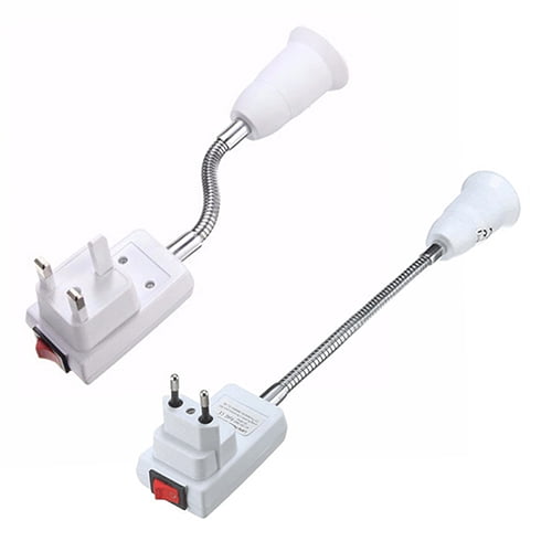 E27 White LED Light Bulb Lamp Holder Flexible Extension Adapter Socket Converter 