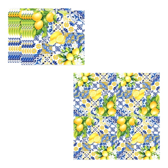 Elainilye 20 Count Lemon Party Napkins, Soft Disposable Paper Luncheon Napkins for Summer BBQ Birthday Bridal Shower Decorations (13 Inch)