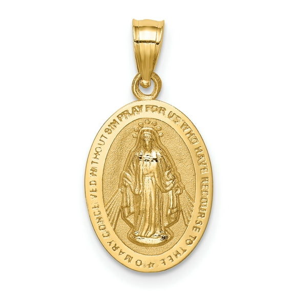 14k Yellow Gold Solid Polished Virgin Mary Charm Pendant