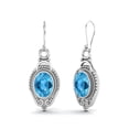 thumbnail image 2 of 7x5mm Oval Swiss Blue Topaz Dangle Women's Earrings Jewelry 925 Sterling Silver, 2 of 4