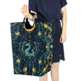 thumbnail image 4 of Yayeee Freestanding Laundry Hamper with Handle Collapsible Large Storage Basket for Clothes, Green Dragon Flowers, 4 of 7