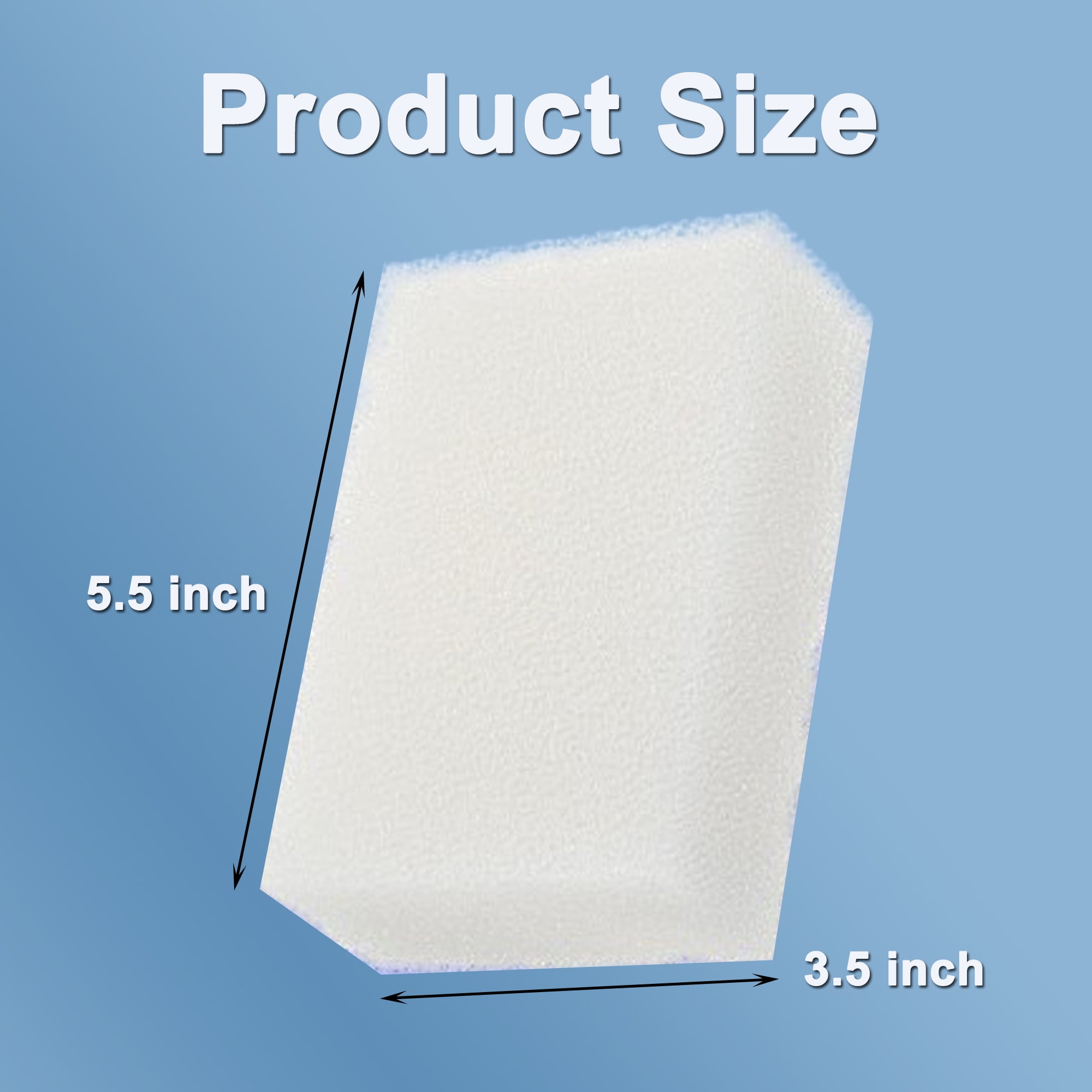 Qzbhct 10 Pcs Aquarium Bio Sponge White Foam Filter Pads for Aqua Clear 70 / 300 Filtration Systems