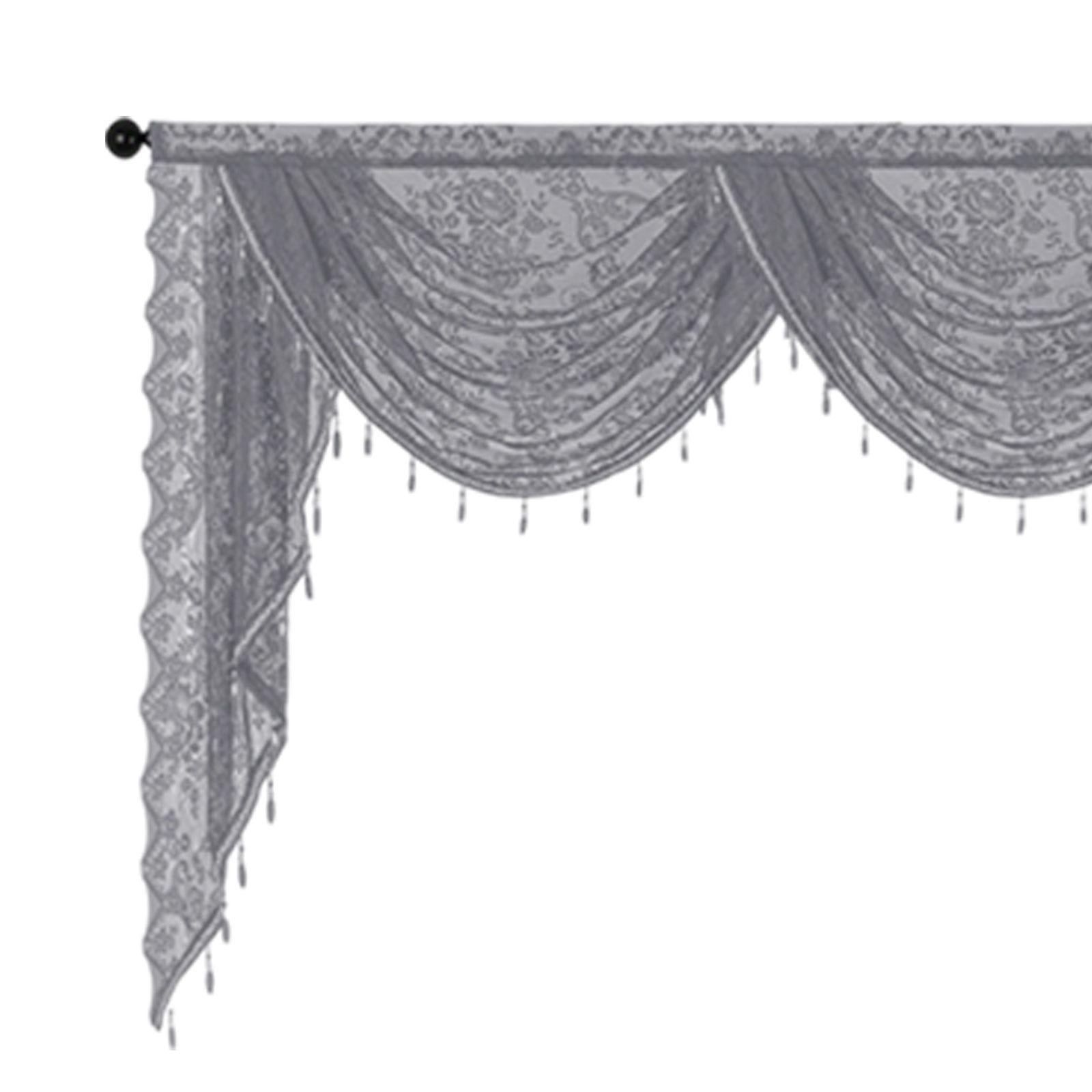 Fancyes Waterfall Window Valance Swag Valance Soft Breathable Home Decoration Romantic Vintage Design with Bead Tassels for Bathroom 250cmx105cm