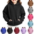 thumbnail image 4 of yardsong Solid Color Hoodies for Girls Kids Boys Cute Basic Hooded Sweatshirt Oversized Long Sleeve Pullover Tops Preppy Hoodie 2026 Black,13-14 Years, 4 of 9