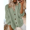 thumbnail image 6 of Women'S -Fashion Casual Open Front V Neck Long Sleeve Chunky Knit Cardigan Sweaters Outerwear Coats Matcha Color M, 6 of 7
