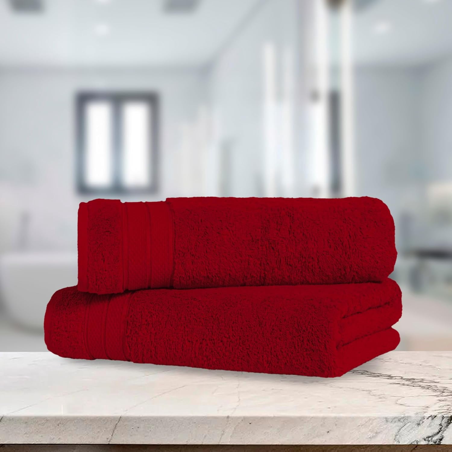 Elegant Comfort Turkish Popcorn Cotton Bath Towel Set, 27 x 54 Inches, 2-Pack, Hotel-Quality, Soft, Durable, Quick-Dry, Highly Absorbent Burgundy