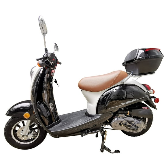 TrailMaster Milano 50N Gas Powered Scooter, 49cc 4-Stroke Engine, Electric/Kick Start, Max Speed 30 MPH, (Black)