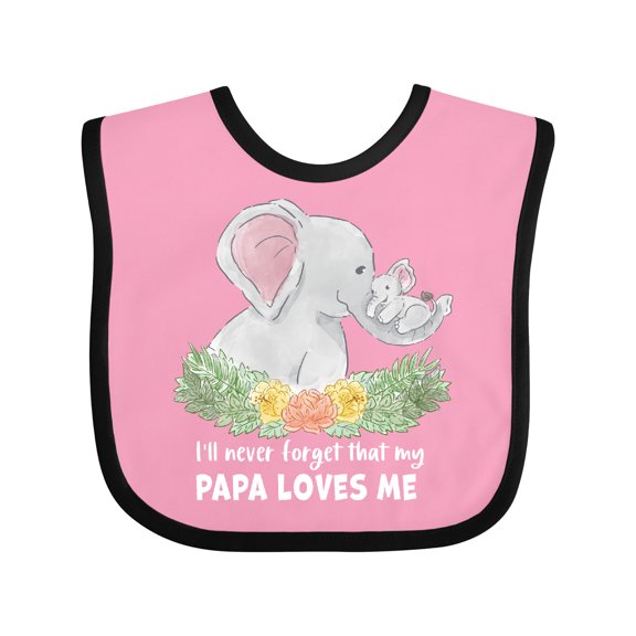 Inktastic I'll Never Forget That My Papa Loves Me with Cute Elephants Boys or Girls Baby Bib