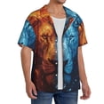 thumbnail image 3 of Salouo Red And Blue Fire Lion Pattern Cuban Collar Shirts for Men Button-Down Shirt Men's Short Sleeve Shirts Hawaiian Shirts Casual Shirts -XX-Large, 3 of 6