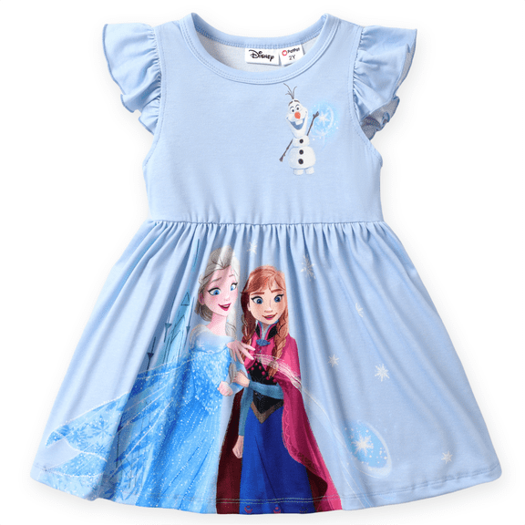 Disney Princess Toddler Girl Dresses Frozen Elsa Anna Character Ruffled Sleeveless Dress Size 2-6