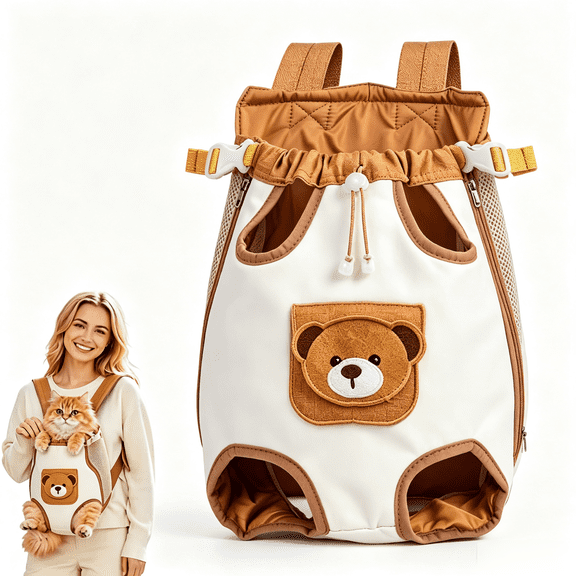 Cat Carrier Front Pack,Portable Cat Backpack Carrier for Outdoor,Hands Free Breathable Pet Travel Bag for Cats and Small Dogs with Adjustable Straps for Walking,Trips