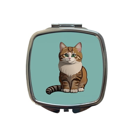 Munchkin Cat Sitting Travel Makeup Handbag Purse Small Pocket Compact Mirror