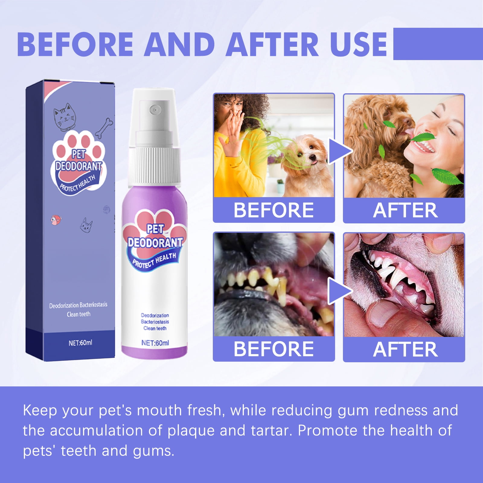 Alvantor Mint Flavor Dog Breath Freshener Spray for Pets with Tartar Control - 2.02 fl oz