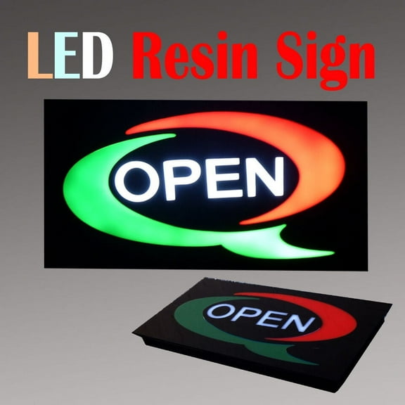 Lighted LED Resin Window Business Sign OPEN Non Neon Display 17" x 9" 24