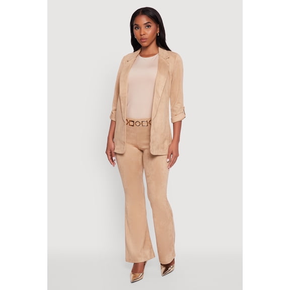 Women's Faux Suede Pull On Flare Pants