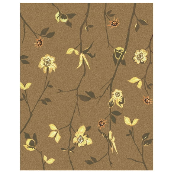 Feizy Luisance Transitional Floral & Botanical, Brown/Yellow, 8'6" x 11'6" Area Rug Sheen Handmade Fade Resistant Casual Design Carpet for Living Dining Bed Room