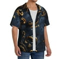 thumbnail image 2 of Kdxio Men's Hawaiian Shirt for Men Short Sleeve Shirt Elegant Gold Scrollwork Summer Casual Holiday Beach Button Down T-Shirts, 2 of 5