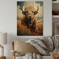 thumbnail image 2 of Designart "Majestic Bison in a Pastoral Scene III" Animals Print on Natural Pine Wood, 2 of 5