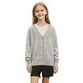 thumbnail image 3 of Busydd Girls Sweaters 2-12 Years Trendy Solid Color Long Sleeve Girls Tops Casual V Neck Button Sweaters for Girls and Boys 11-12 Years, 3 of 6