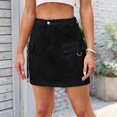 thumbnail image 6 of Women Cargo Mini Skirt Denim Jean Dress with Pocket Black S, 6 of 9