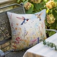 thumbnail image 2 of Spring Floral Pillow Covers 18x18 Inch, Pastoral Rustic Hummingbird Botanical Linen Pillowcase with Invisible Zipper, Decorative Throw Pillow Covers Cushion Case for Couch Sofa Bed Living Room, 2 of 9