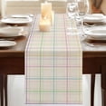 thumbnail image 3 of Table Runners 70 Inches Long Dress Scarves, Colorful Geometric Plaid Farmhouse Coffee/Dining/Kitchen Table Decor, Holiday Table Runner, Simple Vintage Grid Beige 13x70 Inch, 3 of 9