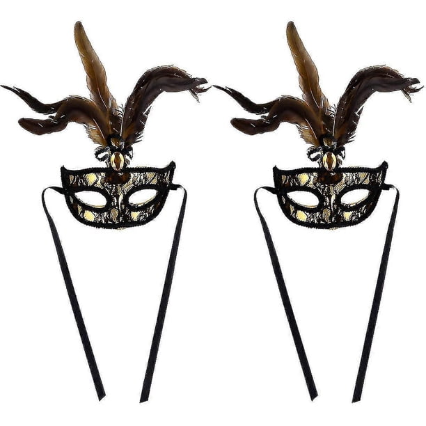 1 juego de 2 máscaras de encaje creativas para media cara, ideales para decoración de fiestas de Halloween.