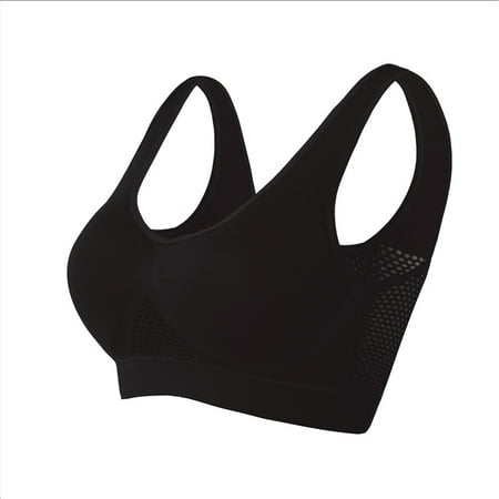 

Seamless Mesh Women Sports Bras Fitness Gym Running Underwear Shockproof Bra Wireless 6Xl Plus Size Crop Top Breathable Yoga Bra——Black 6Xl