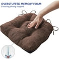 thumbnail image 5 of Chair Cushions for Dining Chairs Set of 2, Kitchen Chair Cushions, Chair Pads with Ties and Non Slip Backing, Tufted Memory Foam Seat Cushion 2 Pack, 15.5" x 15.5" x 4", Brown, 5 of 14