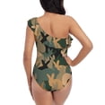 thumbnail image 5 of Picia Camouflage Rabbit Pattern Women's One Piece Swimsuits,One Shoulder Swimwear Asymmetric ,Ruffle Monokinis Bathing Suits,High Waisted Flattering Bathing Suits-, 5 of 8
