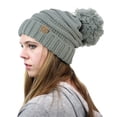 thumbnail image 2 of NYFASHION101® Pom Pom Oversized Baggy Slouchy Thick Winter Beanie Hat - Natural Gray, 2 of 3