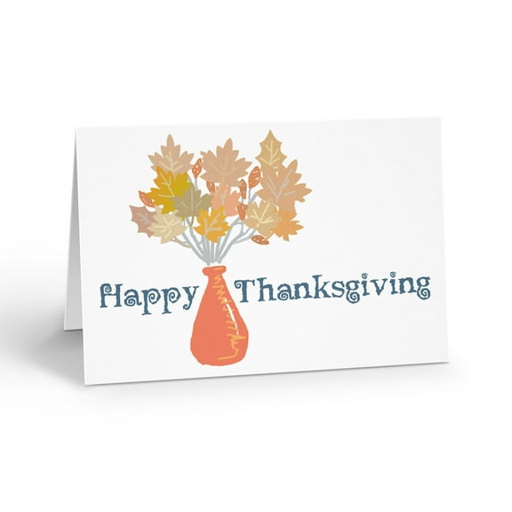 Thanksgiving Fall Leaves Greeting Card - 12 Cards with Envelopes - Thanksgiving