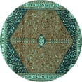 thumbnail image 1 of Ahgly Company Machine Washable Indoor Round Medallion Turquoise Blue Traditional Area Rugs, 7' Round, 1 of 4