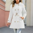 thumbnail image 7 of Trench Coat for Women Mid-length Hooded Double Breasted Dressy Casual Pea Coat Belted Fall Jacket with Pockets (XL, White), 7 of 7