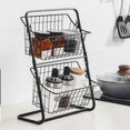 thumbnail image 3 of Iron Storage Shelf Rack, for Kitchen Seasoning Organizer Fruit Holder, Double Layer Storage Basket for Bathroom, 3 of 5