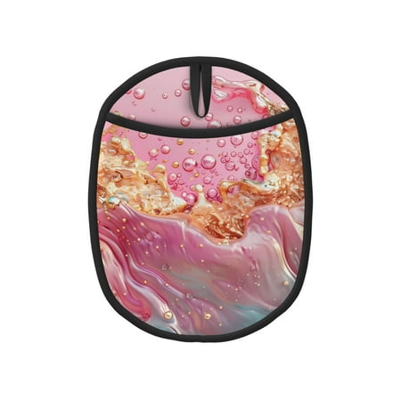 

Lukts Abstract Pink Gold Splash Print Silicone Pot Mat Mitten With Hanging Loop Heat Resistant Oven Mitts Non-Slip Bbq Baking Smoking Potholders