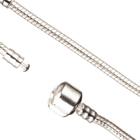 Large Hole Bead Chain (European Style) Silver Plated 2.7mm Snake 7.8 Inch Sold per pkg of 1