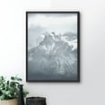 thumbnail image 2 of PixonSign Framed Wall Art Print Snowy Mountain Peak Below Clouds Nature Wilderness Photography Realism Modern Landscape Relax/Calm Blue Duotone for Living Room, Bedroom, Office - 12"x16" BLACK, 2 of 6
